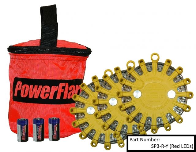 Powerflare 3-Pack PowerFlare Soft Pack Red/Amber LEDs Black Shell