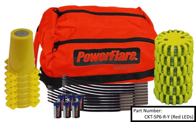 Powerflare 6-Position Cone Adapter Kit with 6-Pack Soft Pack of PowerFlare Lights Infrared Orange Shell
