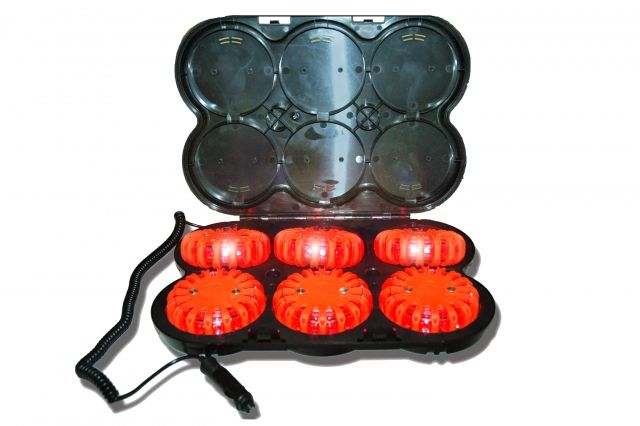 Powerflare Rechargeable PF-200R Safety Light Kit Pack of 6 Units w/ CR123 Battery White LED Orange Shell - Powerflare