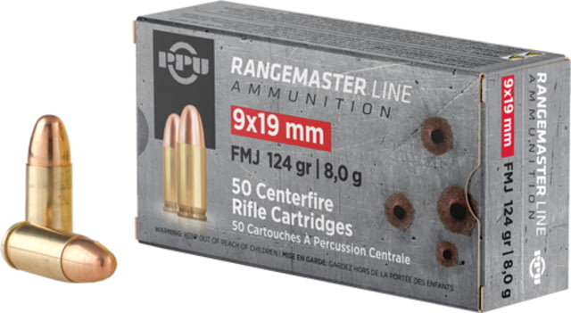 Ppu Ammo Rangemaster 9mm 124gr. Fmj 50-pack