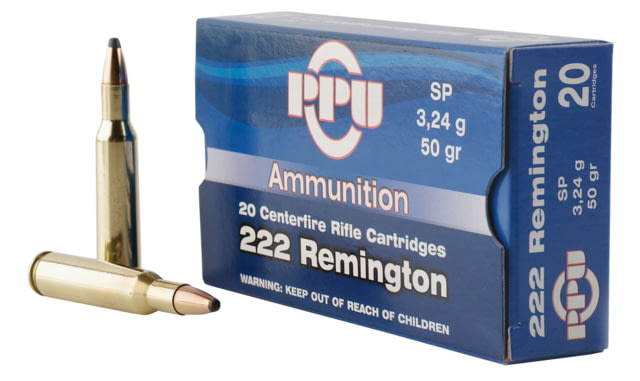  Standard Rifle .222 Remington 50 Grain Soft Point Brass Cased Rifle 20 Rounds Ammo