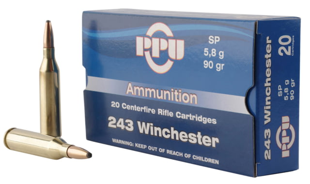  Standard Rifle .243 Winchester 90 Grain Soft Point Brass Cased Rifle 20 Rounds Ammo