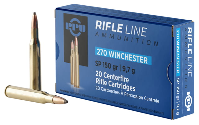  Standard Rifle .270 Winchester 150 Grain Soft Point Brass Cased Rifle 20 Rounds Ammo