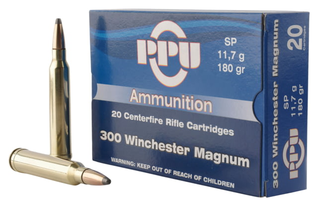 Standard Rifle .300 Winchester Magnum 180 Grain Soft Point Brass Cased Rifle 20 Rounds Ammo