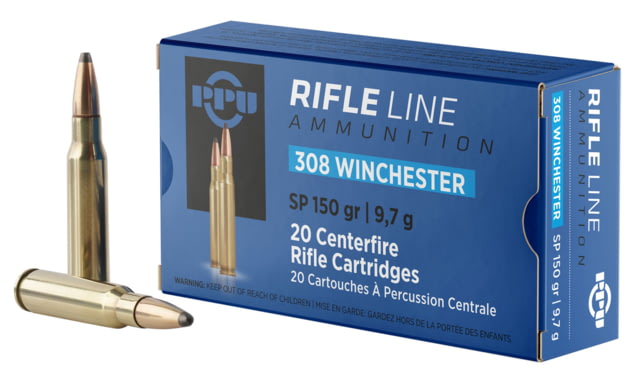  Standard Rifle .308 Winchester 150 Grain Soft Point Brass Cased Rifle 20 Rounds Ammo