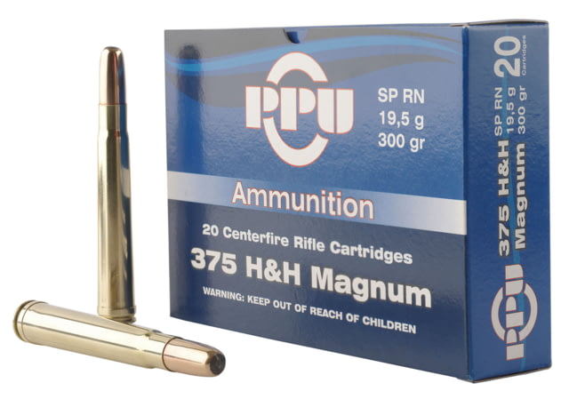 PPU  Standard Rifle 375 H&H Mag 300 Gr Soft Point Round Nose SPRN 10 Bx