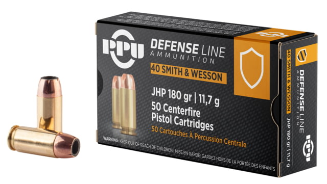  Defense .40 S&W 180 Grain Jacketed Hollow Point Brass Cased Pistol 50 Rounds Ammo