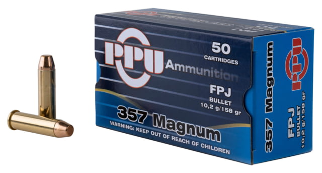  Handgun .357 Magnum 158 Grain Flat Point Jacketed Brass Cased Pistol 50 Rounds Ammo