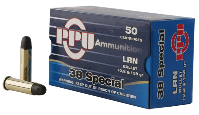  Handgun .38 Special 158 Grain Lead Round Nose Brass Cased Pistol 50 Rounds Ammo