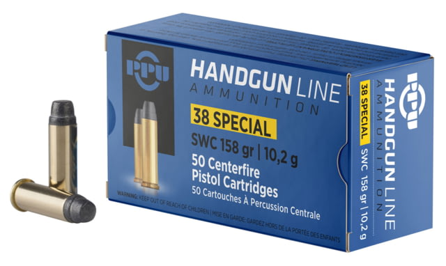  Handgun .38 Special 158 Grain Semi Wadcutter Brass Cased Pistol 50 Rounds Ammo