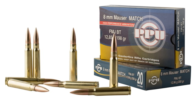  Match 8mm Mauser 200 Grain Full Metal Jacket Brass Cased Rifle 20 Rounds Ammo