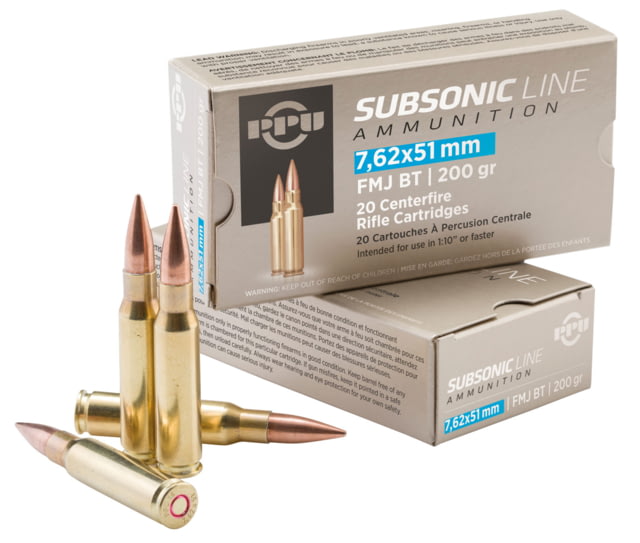  Subsonic 308 Win 200 Gr Full Metal Jacket Boat Tail FMJBT 20 Bx/ Ammo