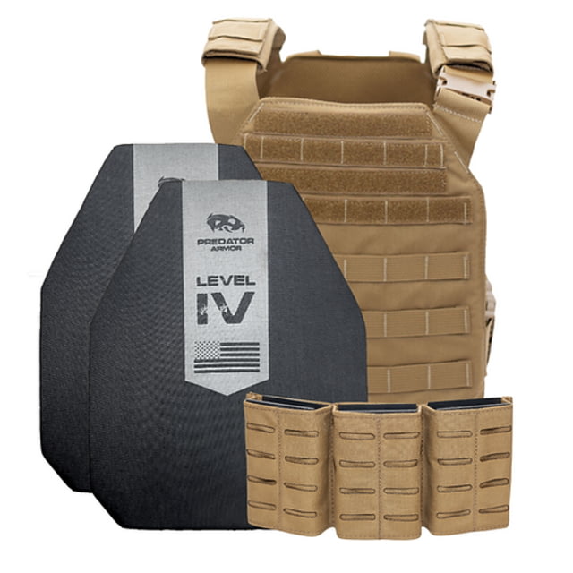 Predator Armor Level IV Ceramic Loaded Bundle Coyote One Size