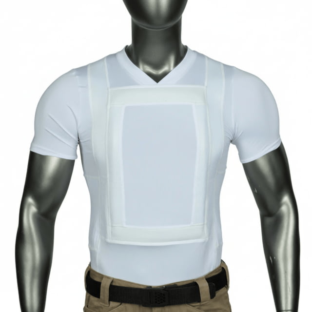 Premier Body Armor 360 Core Everyday Armor T-Shirt w/ 2 Level IIIA Panels V-Neck White 2XL