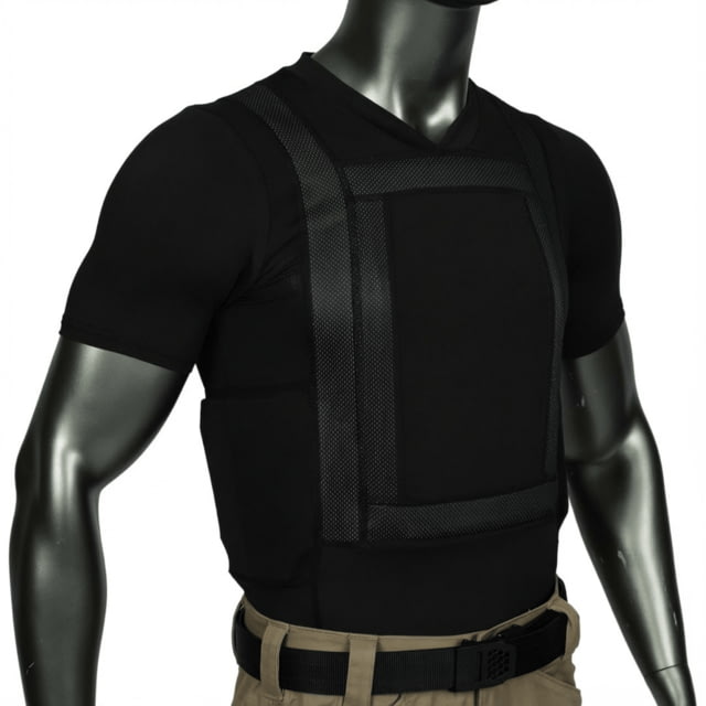 Premier Body Armor 360 Core Everyday Armor T-Shirt w/ 4 Level IIIA Panels V-Neck Black Small