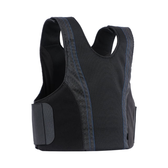 Premier Body Armor Concealable Armor Vest w/ Level IIIA Panel Black With Blue Stitching Medium - Premier Body Armor