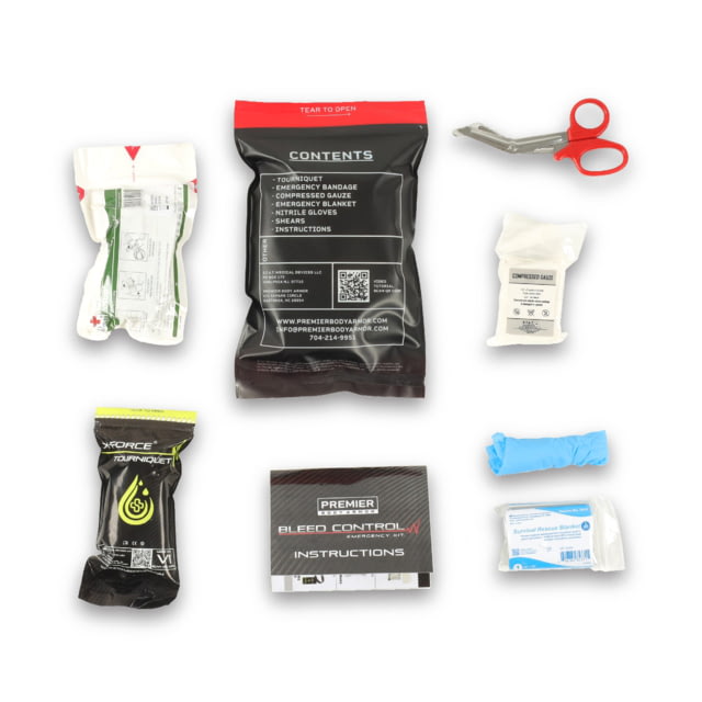 Premier Body Armor PBA Bleed Control Kit Standard Gauze Black/Red 9x6 inch STAT-BC Kit 2.0 - Premier Body Armor