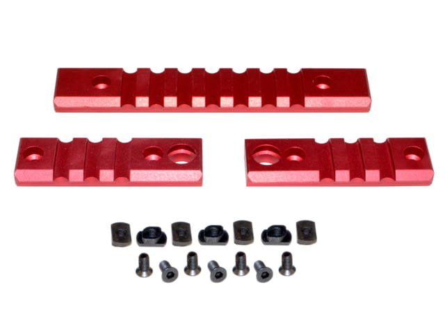 Presma 2 Pcs 3 Slot 1 7 Slot Picatinny Rail Section Kit for M-LOK Style Slots with Sling Swivel Adapter Red