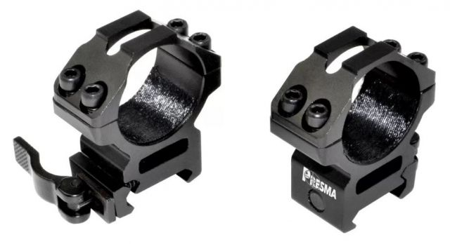 Presma 30mm Quick Release Medium Profile Scope Rings for Picatinny/Weaver Rails Black - Presma