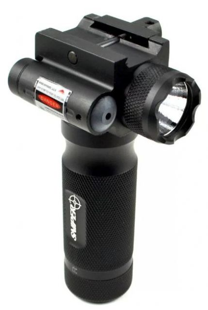 USED Sniper Aluminum Front Grip with Flashlight CREE Q5 260 Lumens with Green Laser Black GPGL01 - Sniper