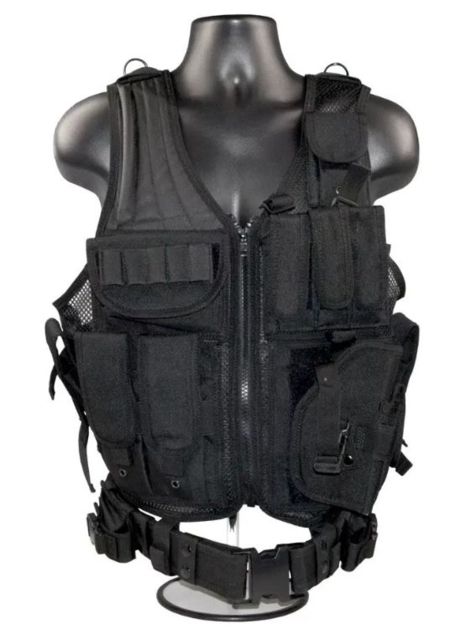 Sniper Tactical Multi Function Molle Plate Vest with Carrier for Bullet Clips/Bullets with Pouch Black - Sniper