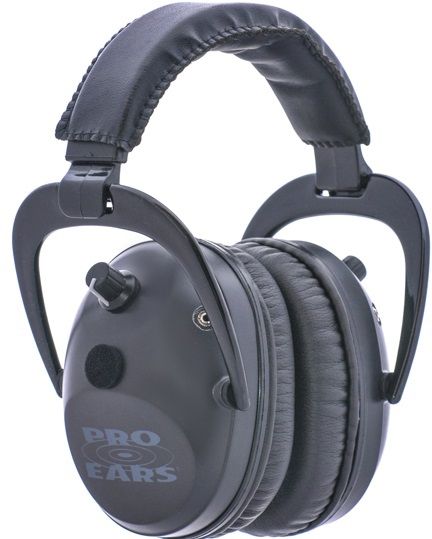 Pro Ears Pro Tac Plus Gold Low Profile NRR 26 Over The Head Earmuffs w/ Lithium Batteries Black GS-PT300-L Black
