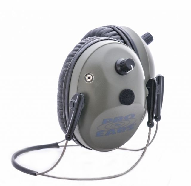 Pro Ears Pro Tac Plus Gold Low Profile NRR 26 Earmuffs Behind the Head w/ Lithium Batteries Green - Pro Ears