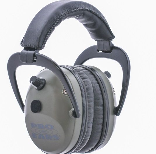 Pro Ears Pro Tac Plus Gold Low Profile NRR 26 Over The Head Earmuffs w/ Lithium Batteries Green GS-PT300-L Green - Pro Ears