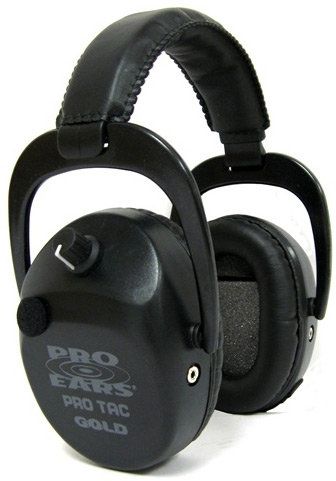 Pro Ears Pro Tac SC Gold Low Profile Low Weight NRR 25 Hearing Protector w/ Batteries Black GS-PTSTL-L Black - Pro Ears