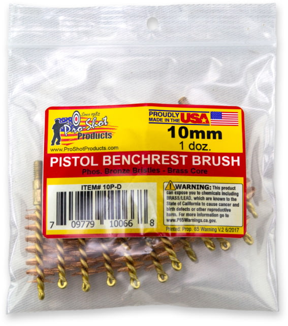 Pro-Shot 10mm/.40 Caliber Pistol Brush Dozen Pack 12 Quantity