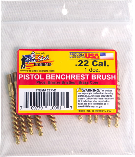 Pro-Shot .22 Caliber Pistol Brush Dozen Pack 12 Quantity - Pro-Shot