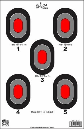 Pro-Shot Bullseye w/Red Centers Heavy Paper Targets Red/Black/White 5 Pack - Pro-Shot