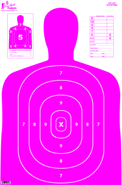 Pro-Shot B27 Silhouette Target-Pro Heavy Paper Targets 23x35in Pink/White 5 Pack - Pro-Shot