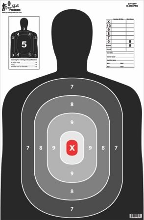 Pro-Shot B27 Silhouette Target-Pro Heavy Paper Targets 23x35in Black w/ Red Center White Red 5 Pack