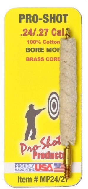 Pro-Shot .24-.27 Cal Cotton Bore Mop Pack of 12 - Pro-Shot