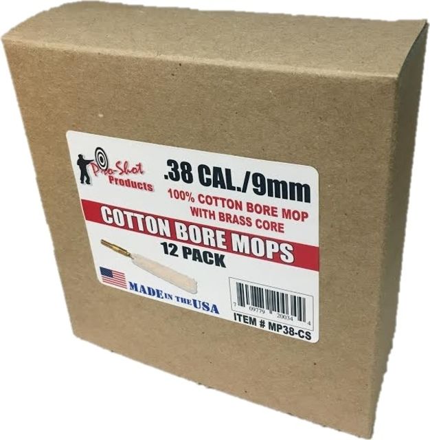 Pro-Shot .35 Cal-.40 Cal Cotton Bore Mop Pack of 12 - Pro-Shot