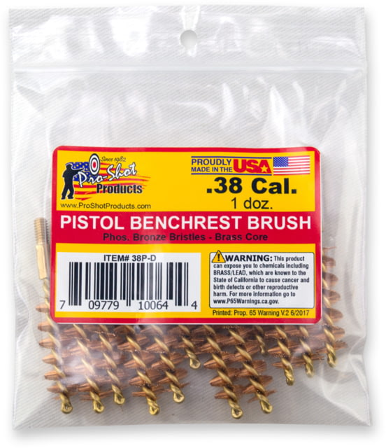 Pro-Shot .38 Caliber Pistol Brush Dozen Pack 12 Quantity