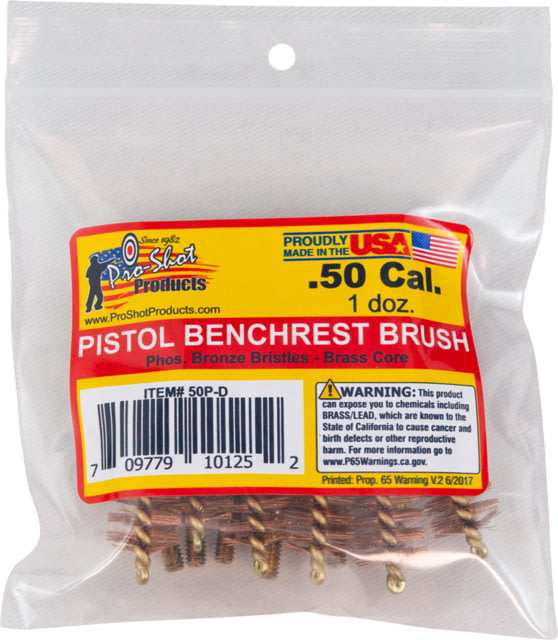 Pro-Shot .50 Caliber Pistol Brush Dozen Pack 12 Quantity - Pro-Shot