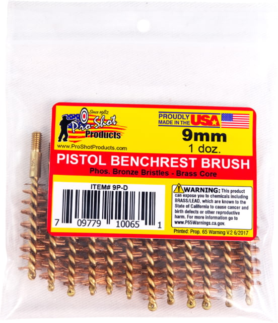 Pro-Shot 9mm Pistol Brush Dozen Pack 12 Quantity