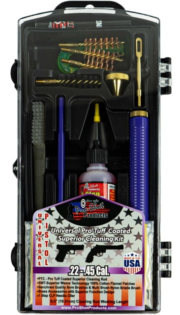 Pro-Shot Coated Rod Universal Pistol Gun Cleaning Kit Purple .22-45 Cal.