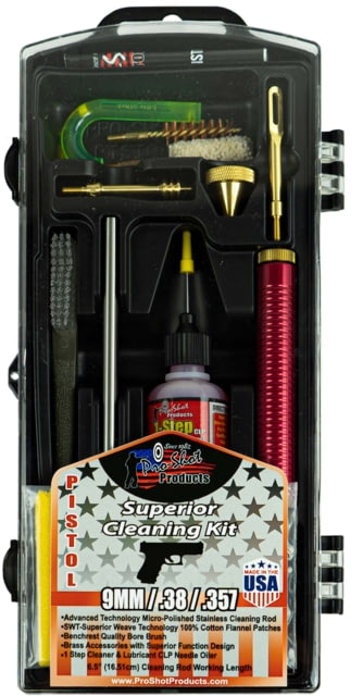 Pro-Shot Pistol Classic Box Gun Cleaning Kit .357 SIG/.38 Special/9mm Stainless Steel