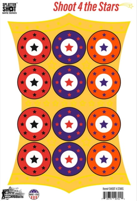 Pro-Shot Splatter Shot Game Series Shoot 4 The Stars Heavy Tag Paper Target 12in x 18in 8 Pack - Pro-Shot