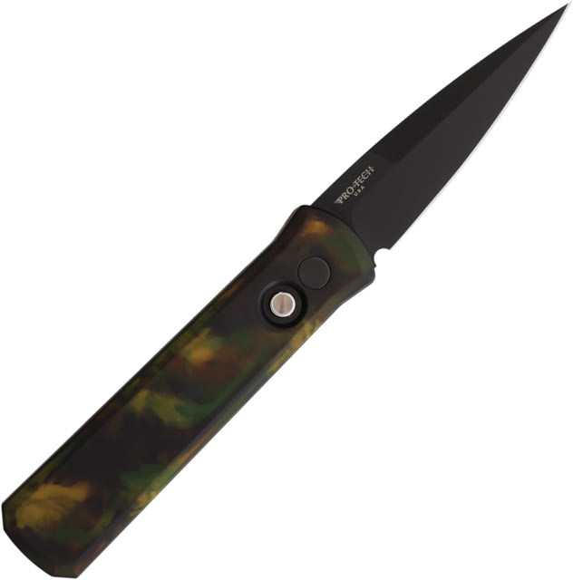 Pro Tech Knives Auto Godson Button Lock Left PTK721LHWOODLAN - Pro Tech Knives
