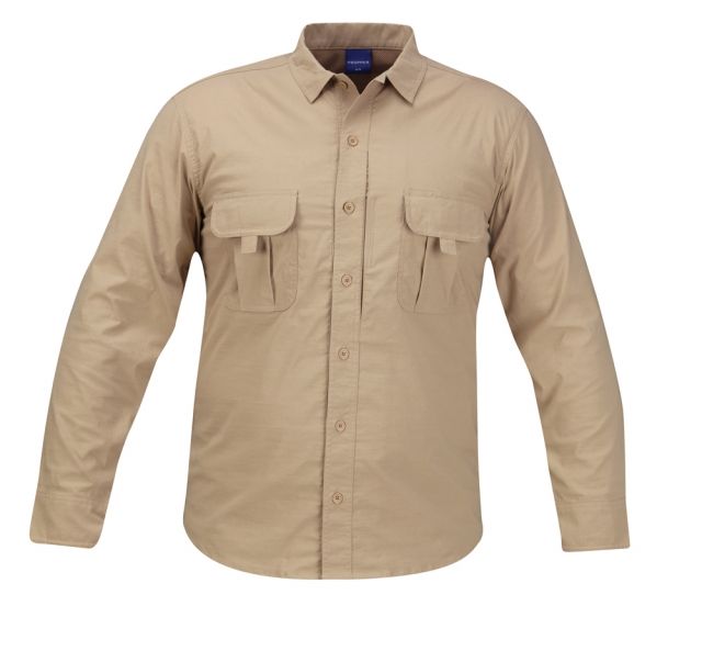 PROPPER Summerweight Tactical Mens Long Sleeve Shirt Khaki S-R