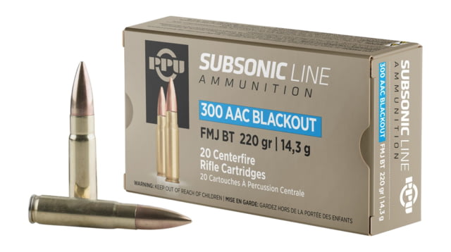 Prvi Partizan Subsonic Rifle Ammo 300 Blackout 220 Grain Full Metal Jacket Boat Tail 20 Round Box