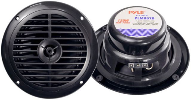 Pyle 6.5in Hydra Marine Speakers 120W Max Black - Pyle