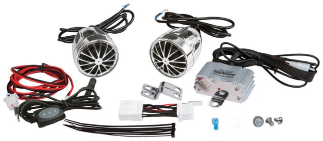 Pyle Motorcycle 400W Amp with Dual Mount Speakers Bluetooth Silver - Pyle
