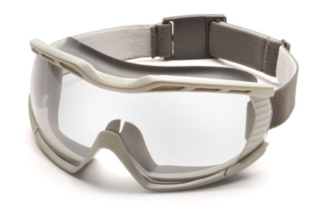 Pyramex Capstone Safety Goggle - Gray Frame Clear Anti-Fog Lens - single w/ extra strap - Pyramex