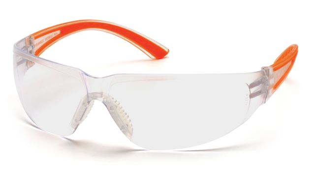 Pyramex Cortez Safety Eyewear - Clear Lens Orange Temples Frame - Pyramex