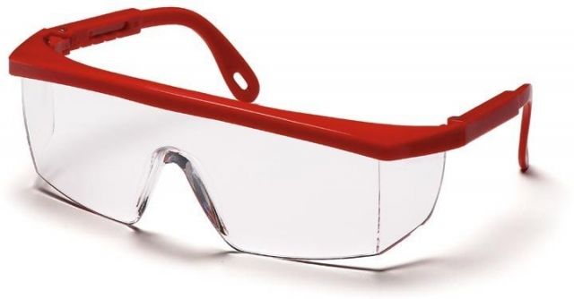 Pyramex Integra Safety Glasses - Clear Lens Red Frame - Pyramex